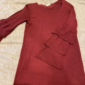 Kensie bell sleeve maroon sweater dress